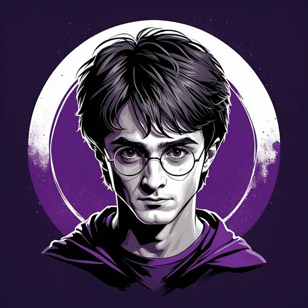 عکس هری پاتر فانتزی با پس‌زمینه بنفش و ماه
