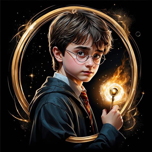 تصویر هری پاتر با جزئیات بالا و عصای جادویی