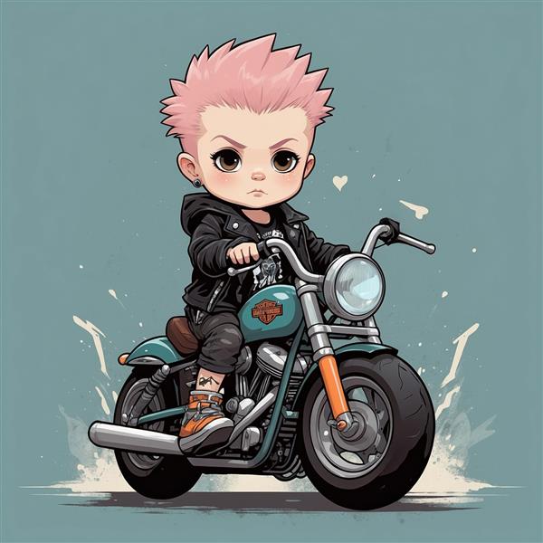 عکس کارتونی پسر موتور سوار در حال حرکت سریع