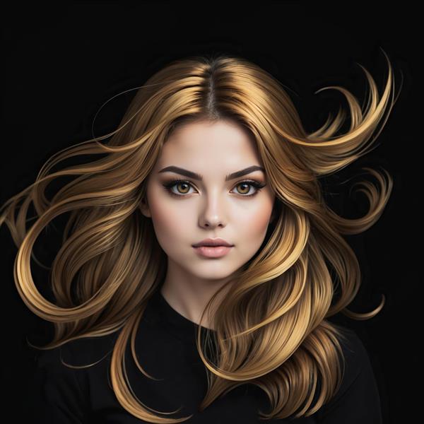 عکس پرتره دختر فانتزی با موهای افشان بلوند و باکیفیت