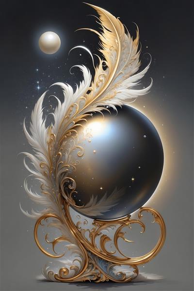 طرح گوی و پر فانتزی با نورپردازی درخشان و باکیفیت