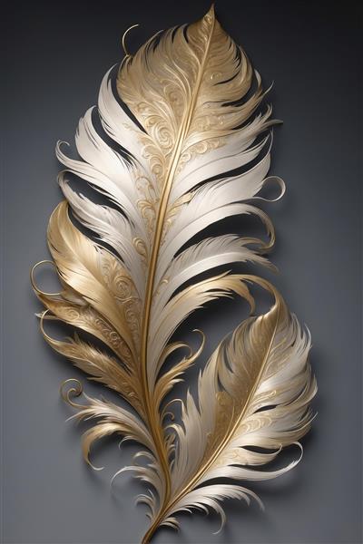 طرح دو پر فانتزی در هم تنیده با رنگ طلایی و سفید