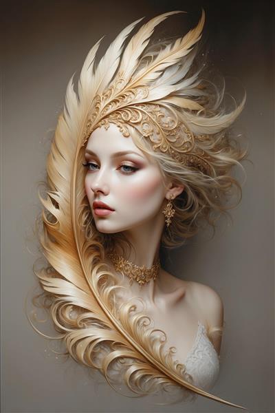 عکس زن فانتزی با آرایش کلاسیک و پر تزئینی
