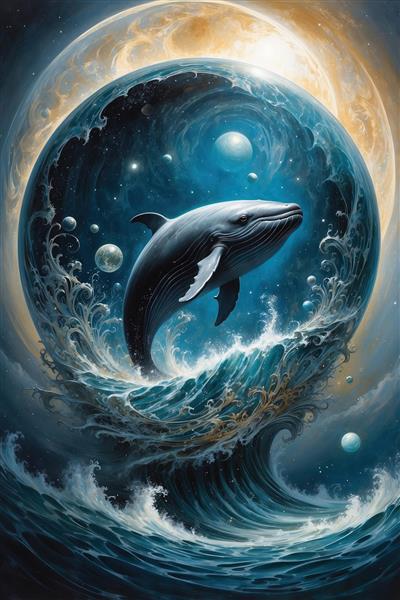 عکس وال فانتزی میان امواج خروشان و کره ماه