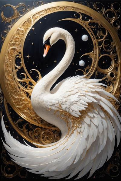 طرح گرافیکی قوی سفید با فیگور منحنی و تزیینات طلایی لوکس