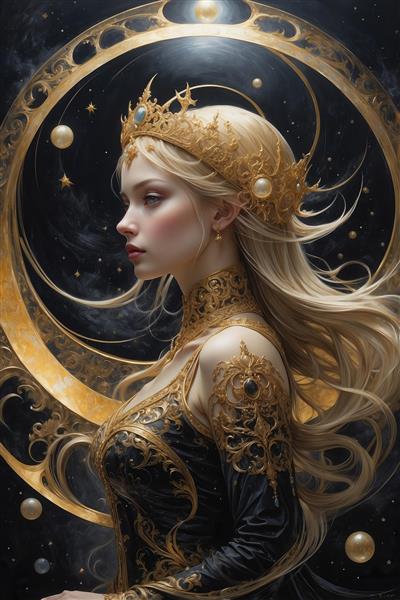 تصویر پروفایل ملکه فانتزی با لباس مشکی مینیمال