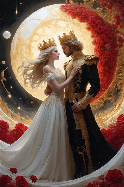 عکس پادشاه و ملکه فانتزی عاشقانه با جزئیات بالا