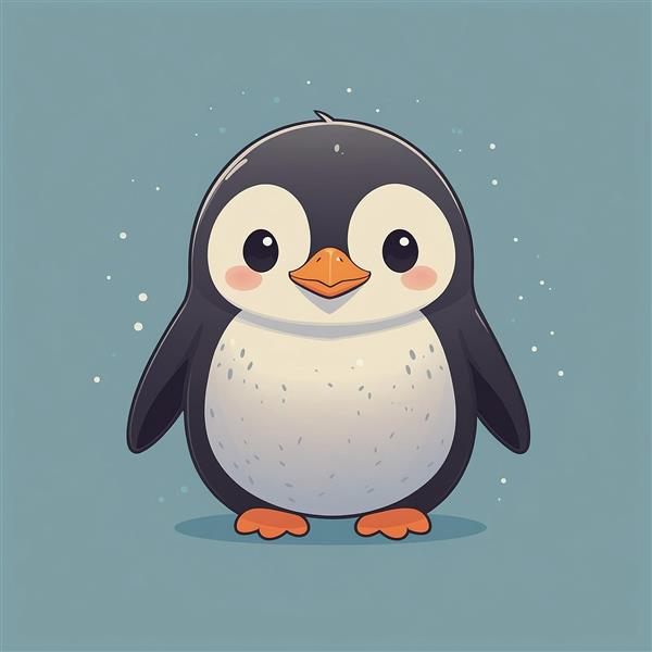 عکس پنگوئن کارتونی ایستاده با لبخند و جزئیات دقیق