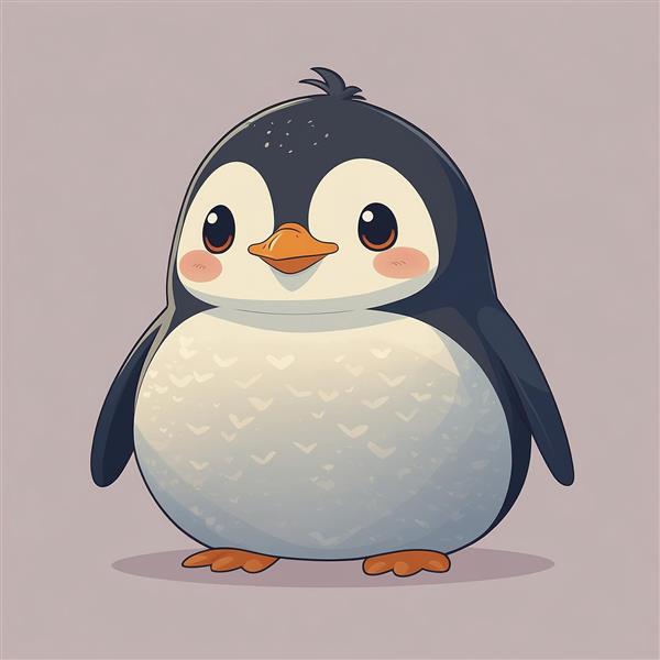 طرح پنگوئن کارتونی با پرهای بافت‌دار و سبک فانتزی