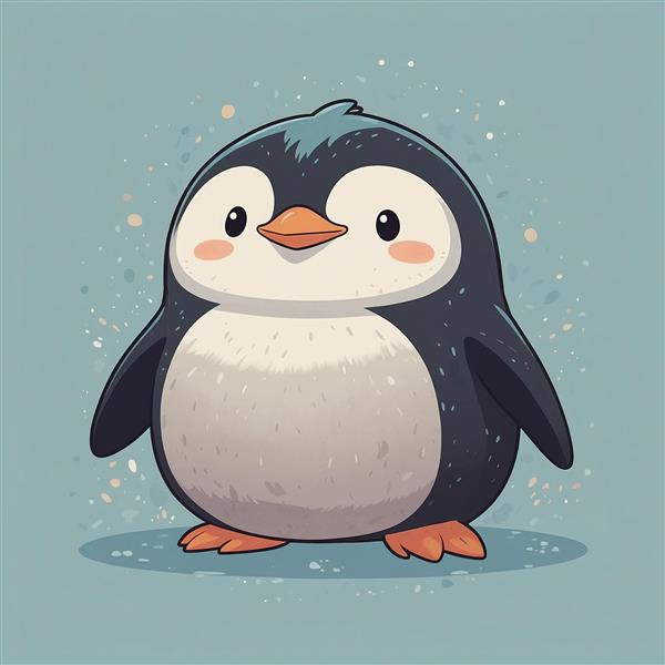 تصویر پنگوئن فانتزی تپل با گونه‌های گلی و باکیفیت