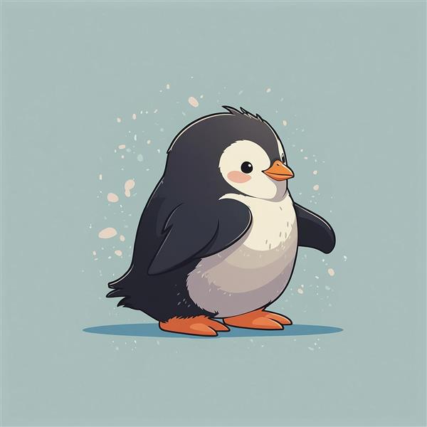 تصویر پنگوئن کارتونی از نمای نیم‌رخ با سبک مینیمال