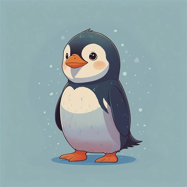 طرح پنگوئن فانتزی کوچک ایستاده با جزئیات بالا