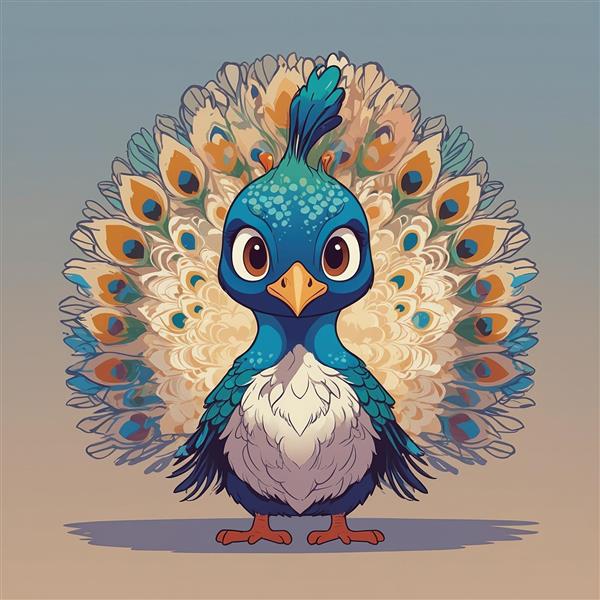 تصویر طاووس فانتزی با دم چتری بزرگ و پرهای روشن