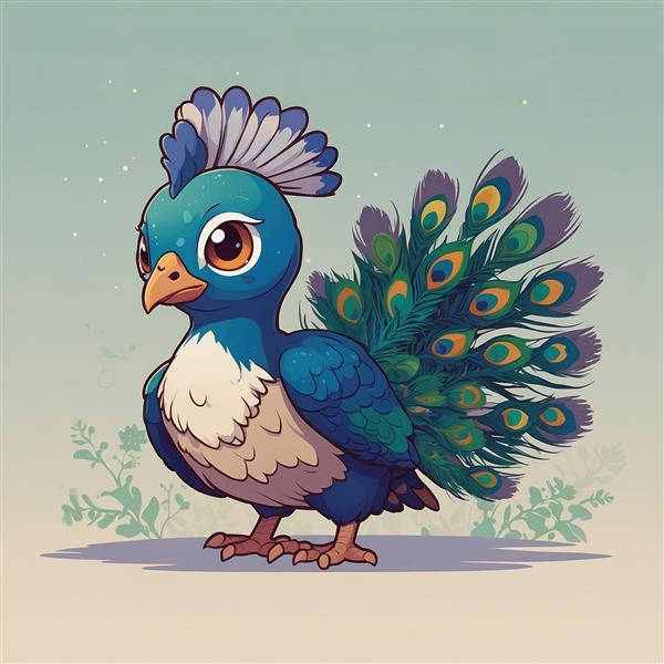 عکس طاووس فانتزی با دم پرپشت و تاج آبی زیبا
