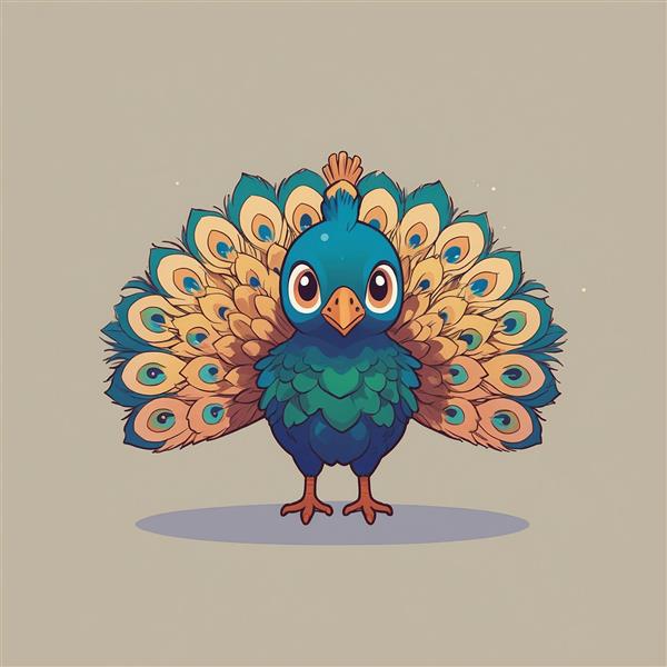 عکس طاووس کارتونی با دم باز و استایل فانتزی