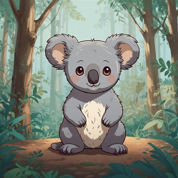 عکس کوالا فانتزی ایستاده در محیط جنگلی بکر