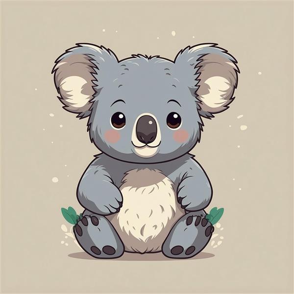 تصویر کوالا فانتزی ساده و مینیمال با رنگ‌های گرم