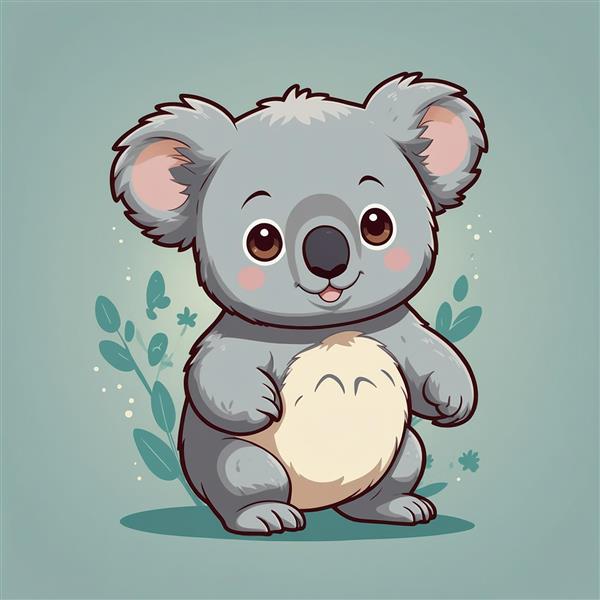 طرح کوالا فانتزی خاکستری با لبخند و تم آبرنگی