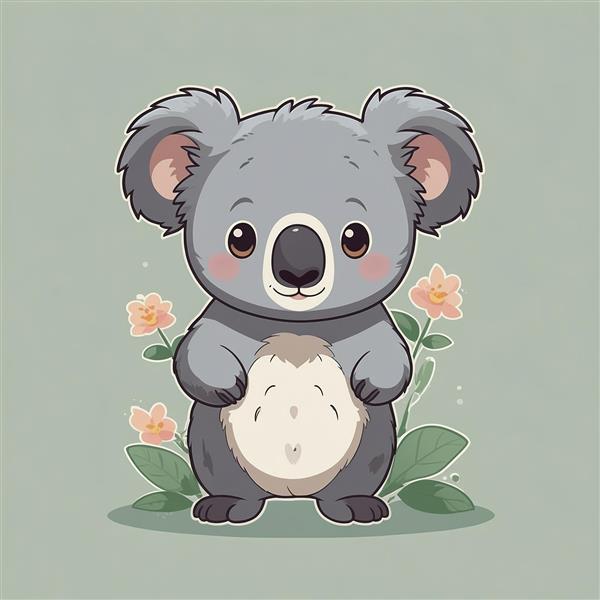 طرح کوالا فانتزی با گل‌های نارنجی و فضای آرام