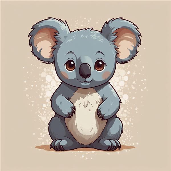 عکس کوالا فانتزی با پس‌زمینه دانه‌های برف و درخشان