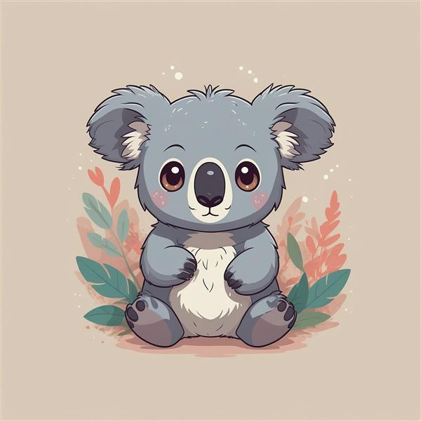 طرح کوالا فانتزی با برگ‌های سبز و جزئیات بالا