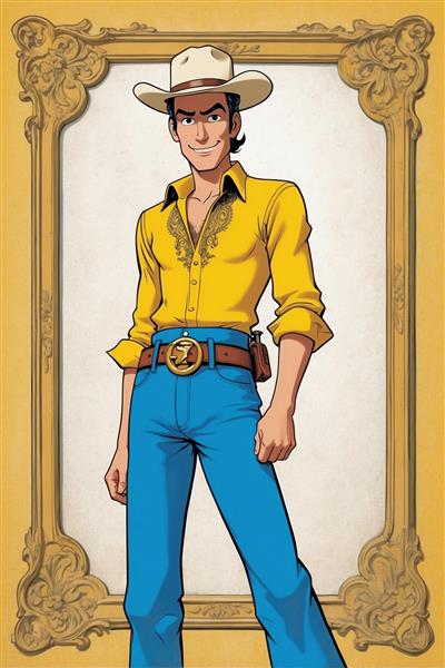 طرح لوک خوش شانس فانتزی با پیراهن زرد و قاب کلاسیک