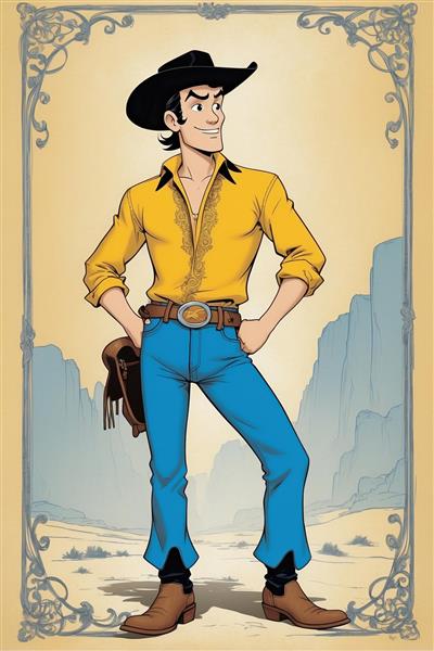 تصویر لوک خوش شانس با استایل گاوچرانی در دشت‌های دوردست