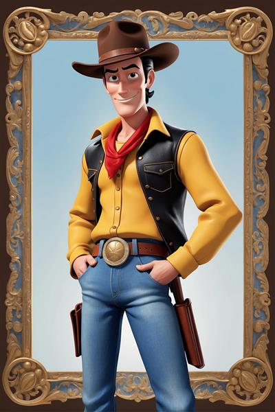 مدل سه بعدی لوک خوش شانس فانتزی در قاب طلایی تزئینی