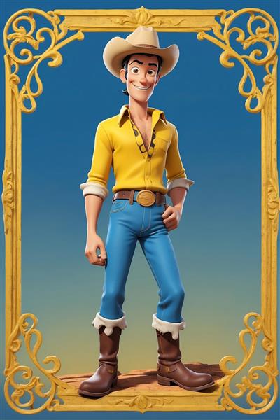 طرح لوک خوش شانس کارتونی با چکمه قهوه‌ای