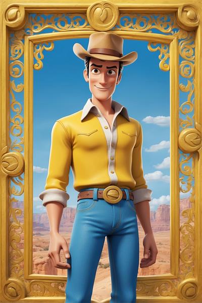 تصویر لوک خوش شانس فانتزی داخل قاب طلایی