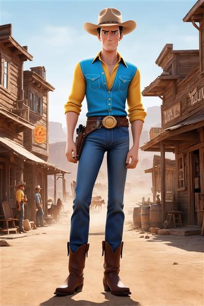 تصویر لوک خوش شانس کارتونی با شلوار آبی