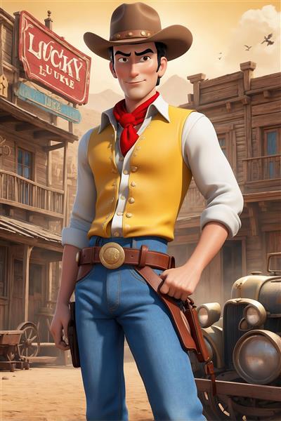 تصویر لوک خوش شانس فانتزی با جلیقه زرد