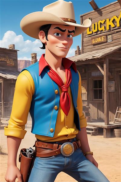 تصویر لوک خوش شانس فانتزی با جلیقه آبی