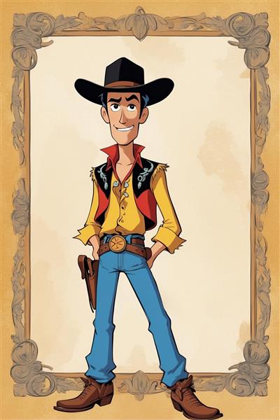 تصویر لوک خوش شانس فانتزی با کلاه مشکی و جلیقه