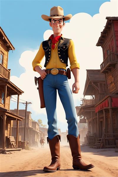 طرح لوک خوش شانس سه بعدی ایستاده در خیابان قدیمی