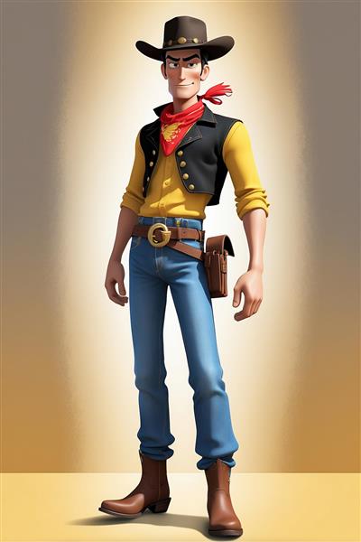 تصویر لوک خوش شانس سه بعدی ایستاده با جزئیات بالا