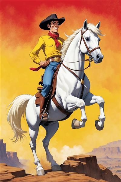 عکس لوک خوش شانس سوار بر اسب سفید در بیابان