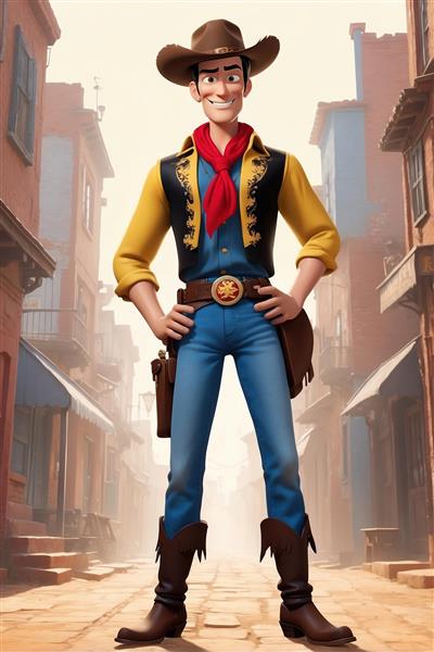 طرح سه بعدی لوک خوش شانس در شهر قدیمی