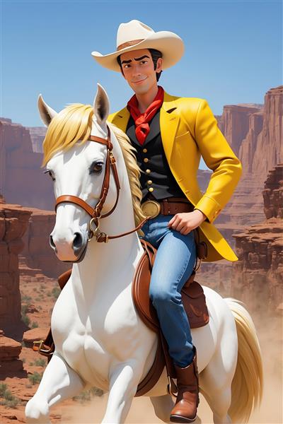 عکس انیمیشنی وودی با لباس زرد روی اسب