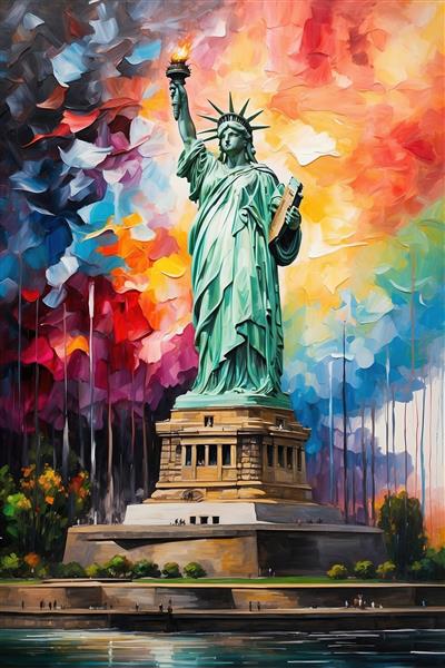 تصویر منظره مجسمه آزادی با سبک فانتزی باکیفیت