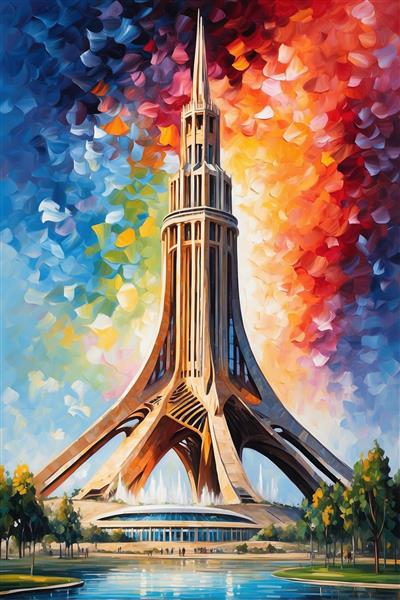 طرح سورئال برج آزادی تهران با ارتفاع بلند فانتزی