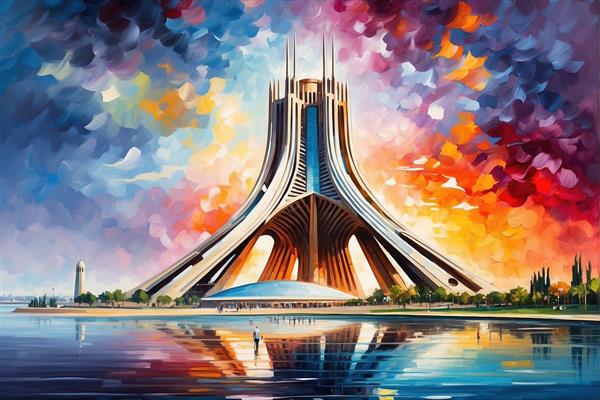 عکس فانتزی میدان آزادی تهران با انعکاس در آب