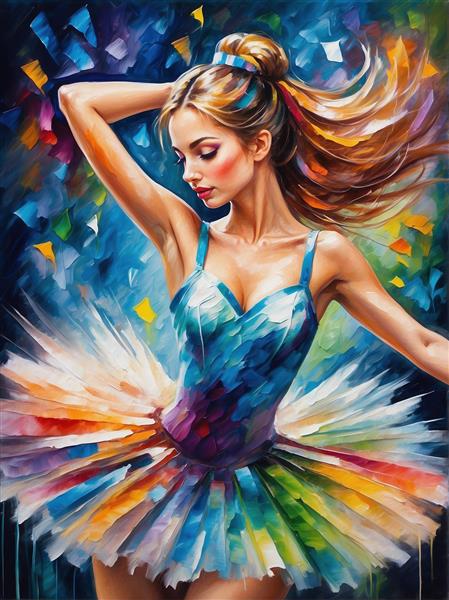 عکس رقصنده باله با استایل نقاشی مدرن و جزئیات بالا