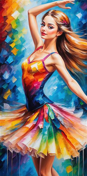 تصویر دختر بالرین فانتزی با دامن رنگی باکیفیت