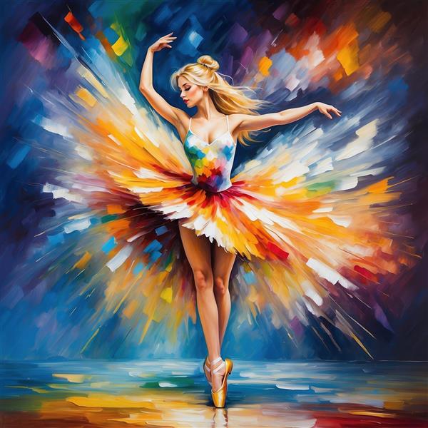 طرح بالرین فانتزی ایستاده با لباس آبرنگی و کیفیت بالا