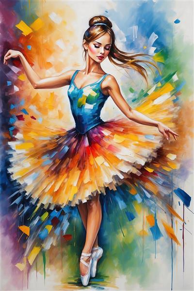 طرح رقصنده باله فانتزی با دامن پفی رنگارنگ