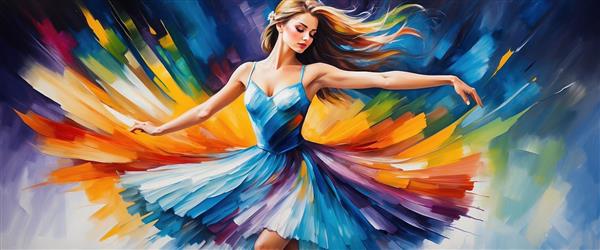 عکس بالرین فانتزی در حال رقص با رنگ‌های شاد