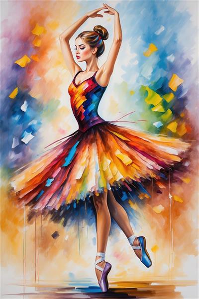 طرح دختر بالرین فانتزی با لباس رنگارنگ باکیفیت