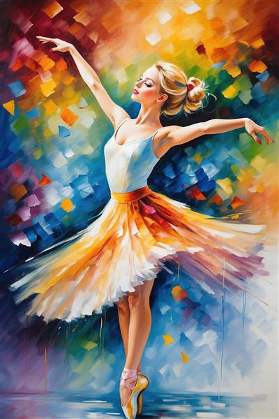 عکس رقصنده باله با دامن زرد فانتزی و جزئیات بالا