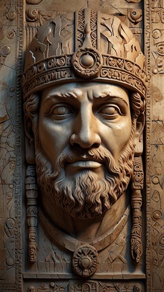 تصویر حکاکی شده پادشاه باستانی روی سنگ باکیفیت